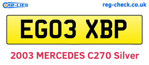 EG03XBP are the vehicle registration plates.