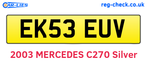 EK53EUV are the vehicle registration plates.