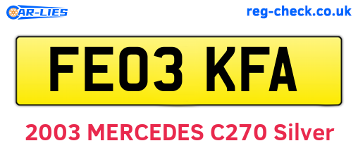 FE03KFA are the vehicle registration plates.