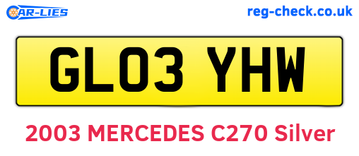 GL03YHW are the vehicle registration plates.