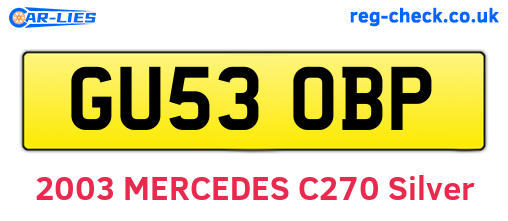 GU53OBP are the vehicle registration plates.