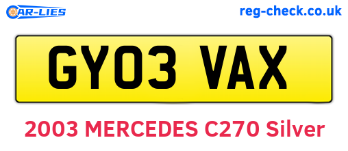 GY03VAX are the vehicle registration plates.