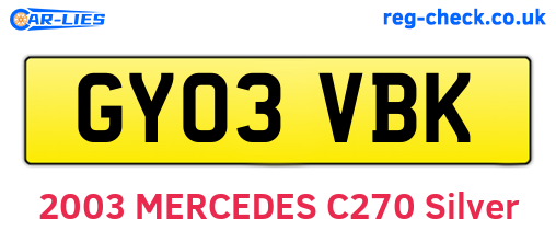 GY03VBK are the vehicle registration plates.