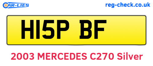 H15PBF are the vehicle registration plates.