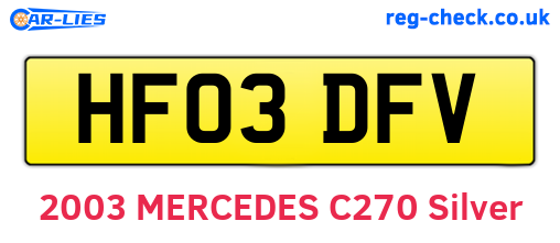HF03DFV are the vehicle registration plates.