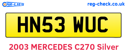 HN53WUC are the vehicle registration plates.