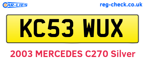 KC53WUX are the vehicle registration plates.