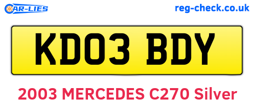 KD03BDY are the vehicle registration plates.