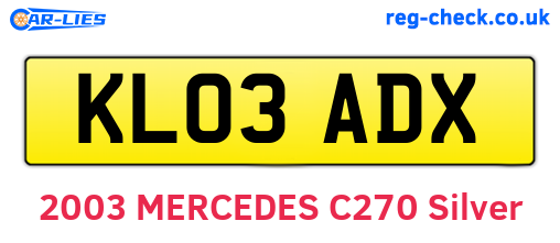 KL03ADX are the vehicle registration plates.