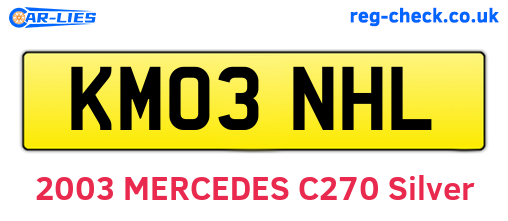KM03NHL are the vehicle registration plates.