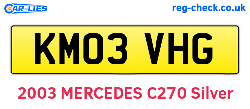 KM03VHG are the vehicle registration plates.