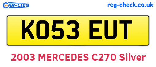 KO53EUT are the vehicle registration plates.