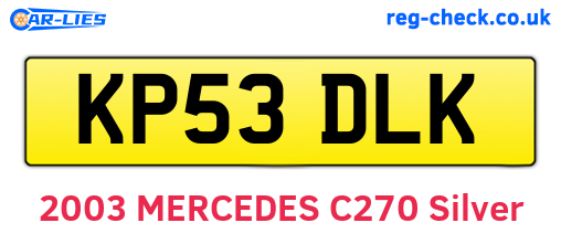 KP53DLK are the vehicle registration plates.