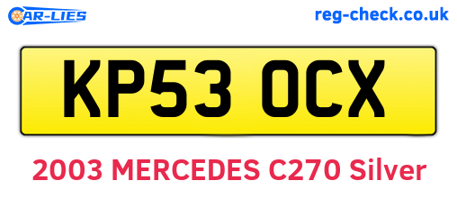 KP53OCX are the vehicle registration plates.
