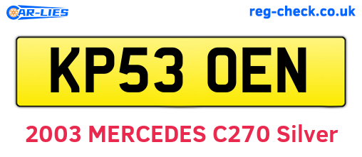 KP53OEN are the vehicle registration plates.