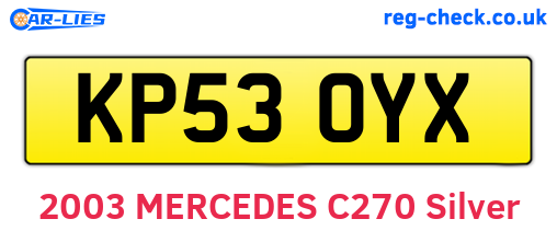 KP53OYX are the vehicle registration plates.