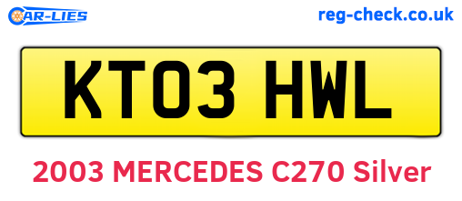 KT03HWL are the vehicle registration plates.
