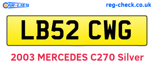 LB52CWG are the vehicle registration plates.