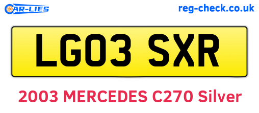 LG03SXR are the vehicle registration plates.