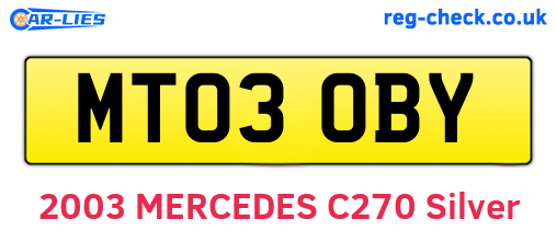 MT03OBY are the vehicle registration plates.