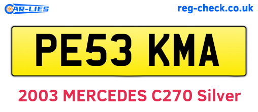 PE53KMA are the vehicle registration plates.