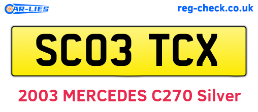 SC03TCX are the vehicle registration plates.