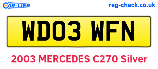 WD03WFN are the vehicle registration plates.
