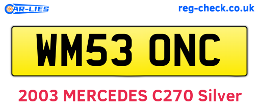 WM53ONC are the vehicle registration plates.