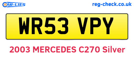 WR53VPY are the vehicle registration plates.