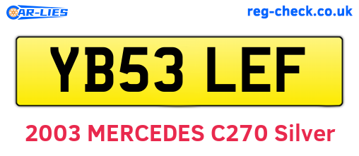 YB53LEF are the vehicle registration plates.