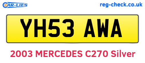 YH53AWA are the vehicle registration plates.