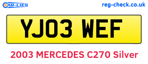 YJ03WEF are the vehicle registration plates.