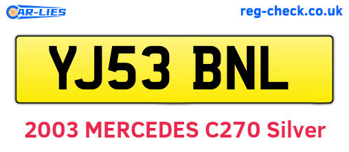YJ53BNL are the vehicle registration plates.