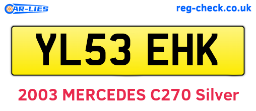 YL53EHK are the vehicle registration plates.