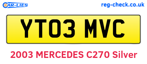 YT03MVC are the vehicle registration plates.