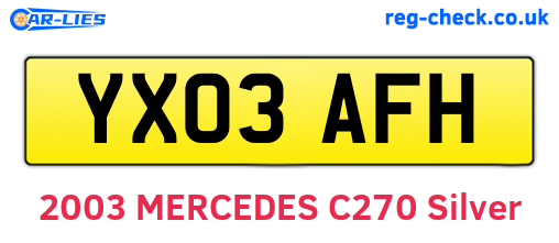 YX03AFH are the vehicle registration plates.