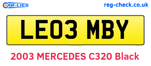 LE03MBY are the vehicle registration plates.
