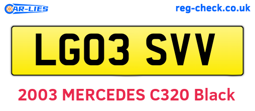 LG03SVV are the vehicle registration plates.