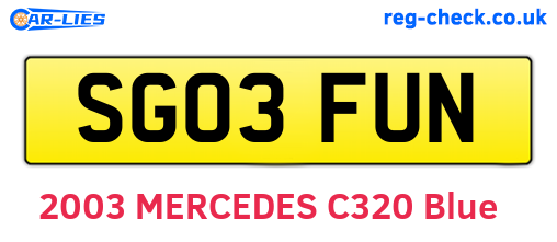 SG03FUN are the vehicle registration plates.