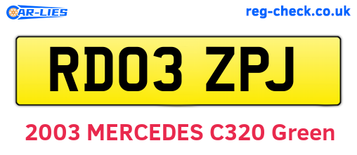 RD03ZPJ are the vehicle registration plates.