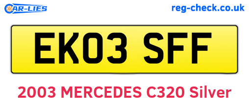 EK03SFF are the vehicle registration plates.