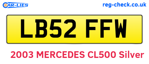 LB52FFW are the vehicle registration plates.