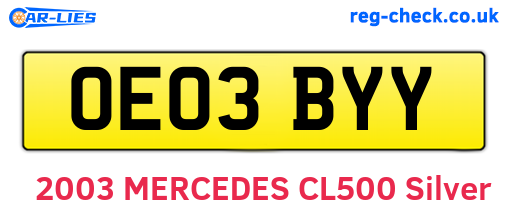 OE03BYY are the vehicle registration plates.