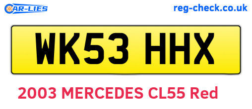 WK53HHX are the vehicle registration plates.