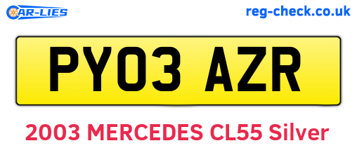 PY03AZR are the vehicle registration plates.