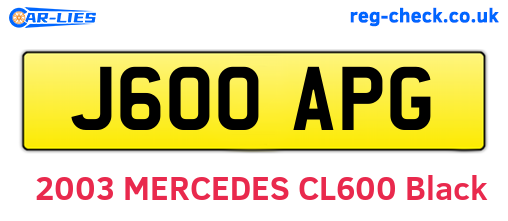 J600APG are the vehicle registration plates.