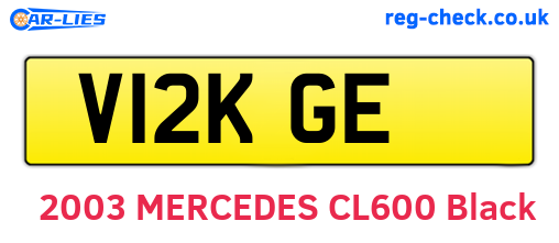 V12KGE are the vehicle registration plates.