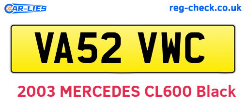 VA52VWC are the vehicle registration plates.