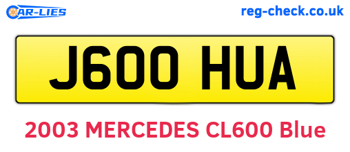 J600HUA are the vehicle registration plates.