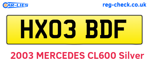 HX03BDF are the vehicle registration plates.